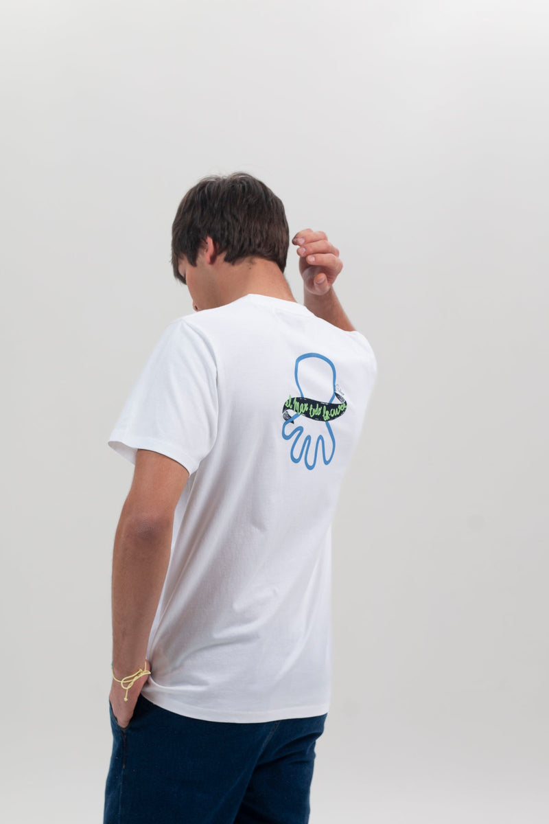Camiseta El Pulpo Hombre Estampado Logo Blanco