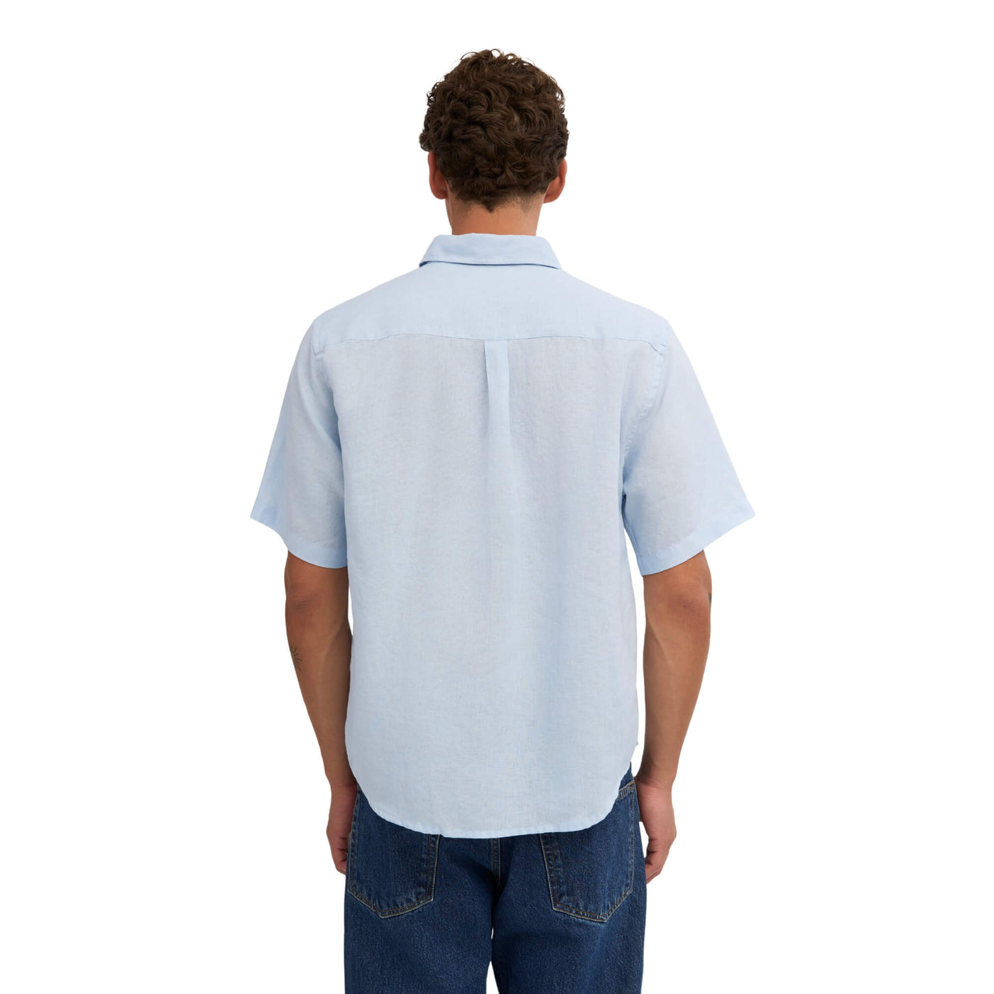 Camisa Colorful Standard Hombre Lino Manga Corta Azul · imagen 4