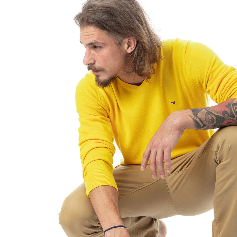 MW0MW04209 COTTON SILK VNECK TOMMY