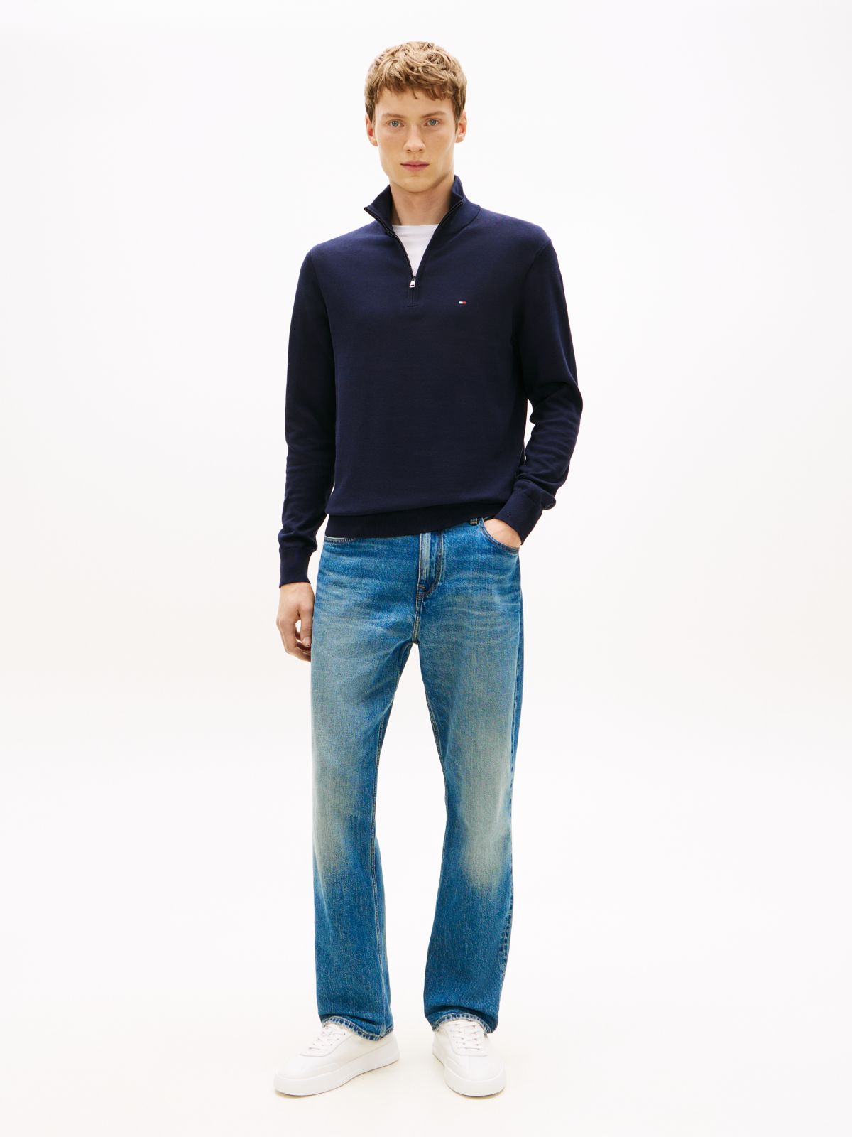 Jersey Essential Cotton Zip Mock Azul Marino | Tommy Hilfiger · imagen 3