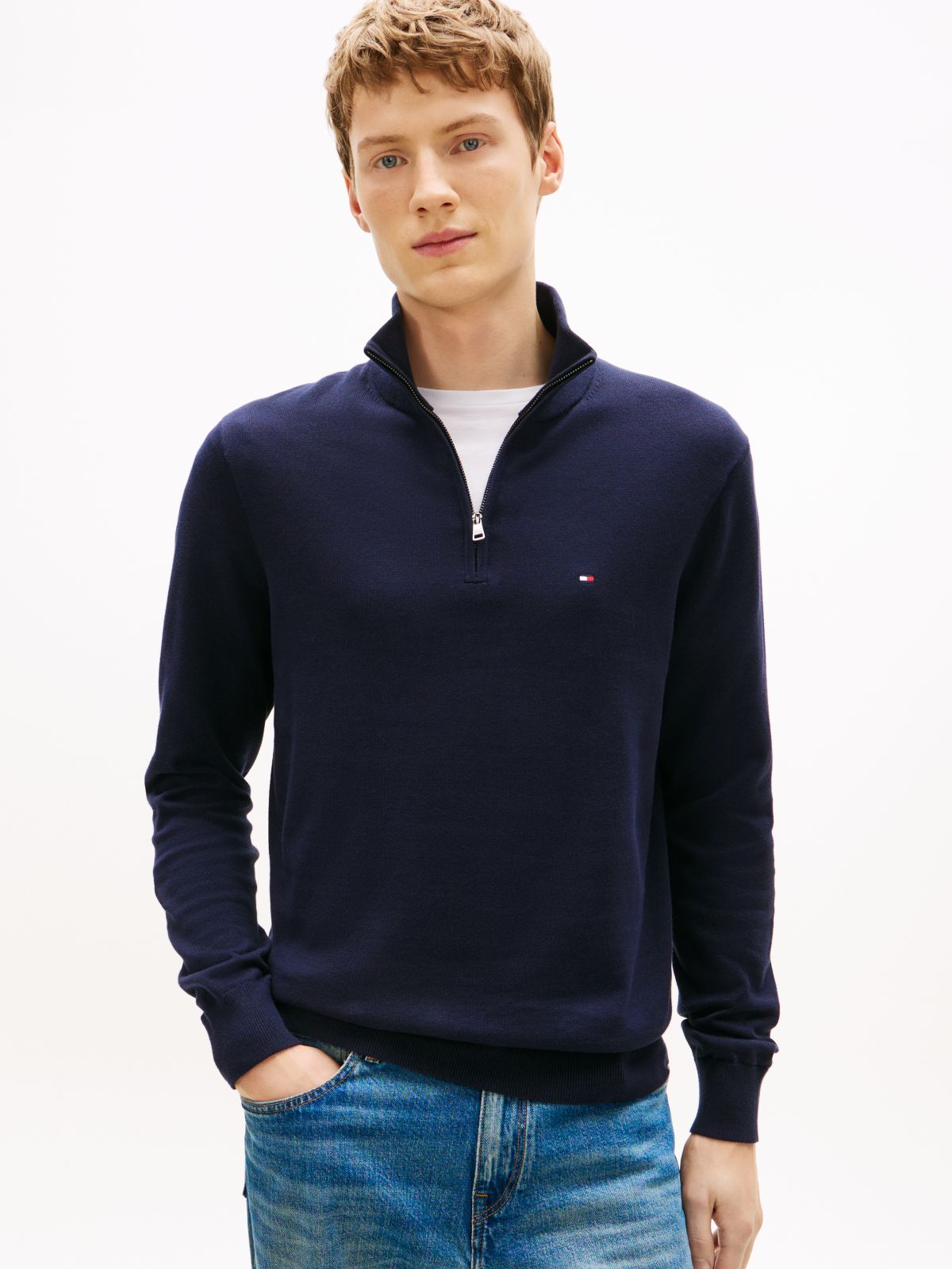 Jersey Essential Cotton Zip Mock Azul Marino | Tommy Hilfiger · imagen 1
