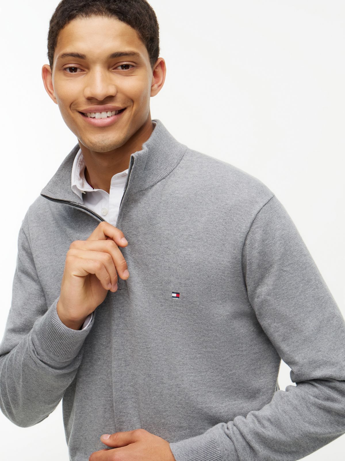 Jersey Essential Cotton Zip Mock Gris Medio | Tommy Hilfiger · imagen 3