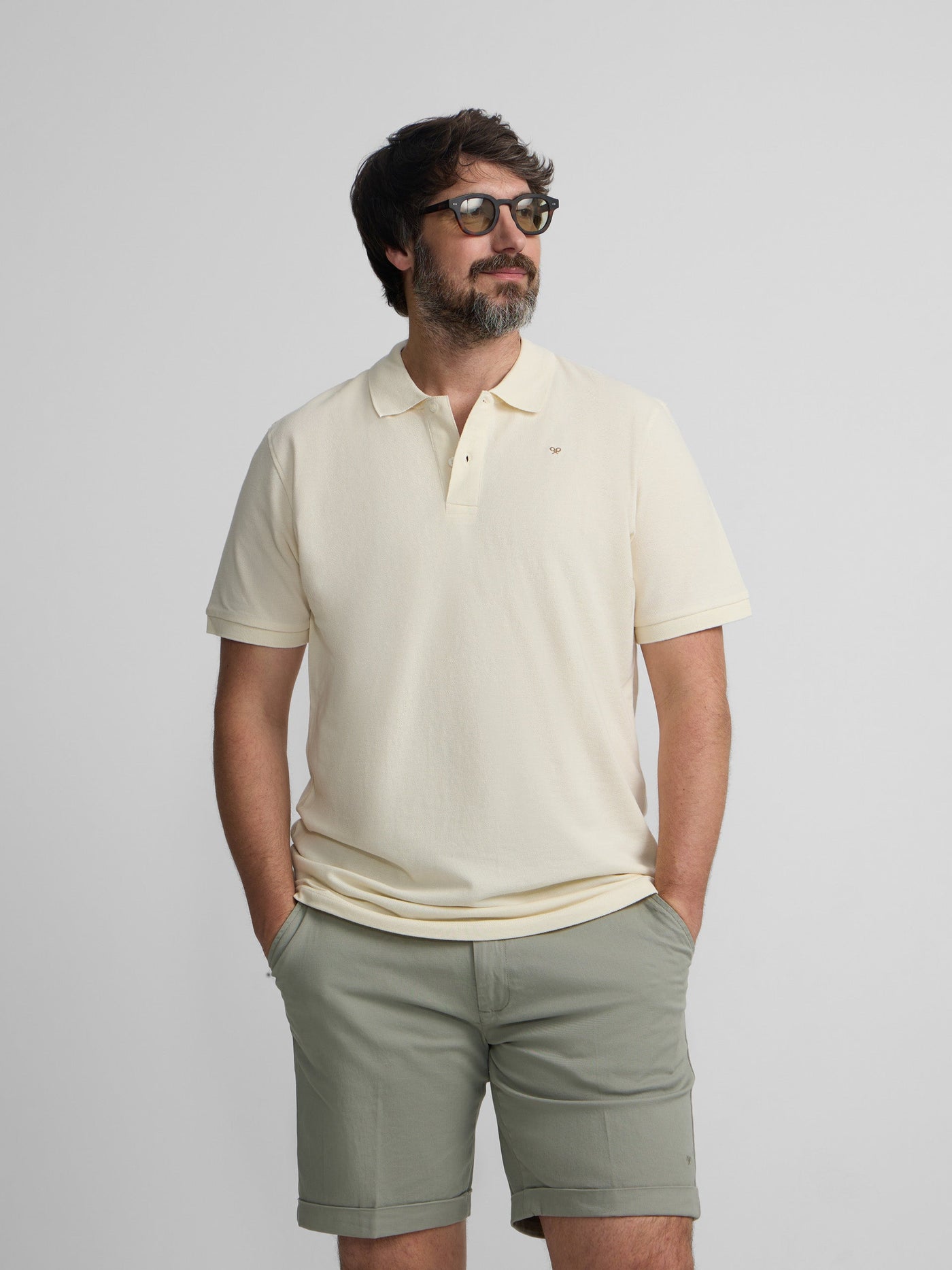 Polo Silbon Hombre Clásico Liso Crema · imagen 5
