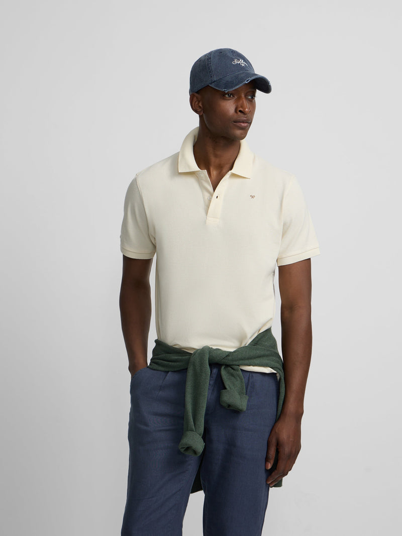 Polo Silbon Hombre Clásico Liso Crema