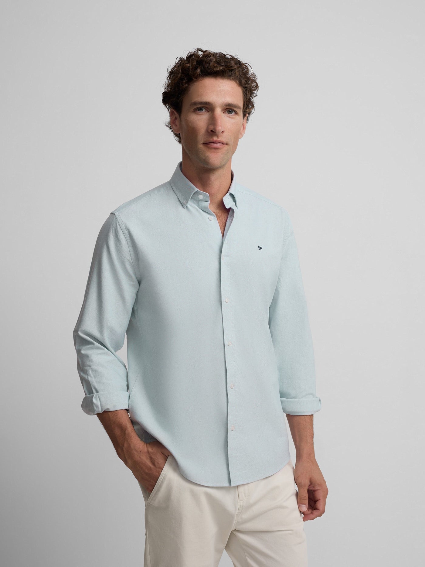 Camisa Silbon Hombre Sport Oxford Verde Claro · imagen 1