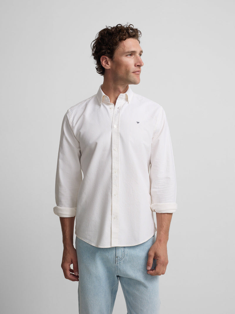 Camisa Silbon Hombre Sport Oxford Rayas Amarillo