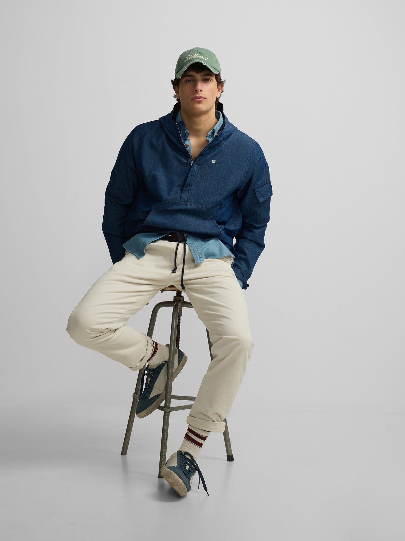 Cortavientos Silbon Hombre Denim Capucha Azul · imagen 4