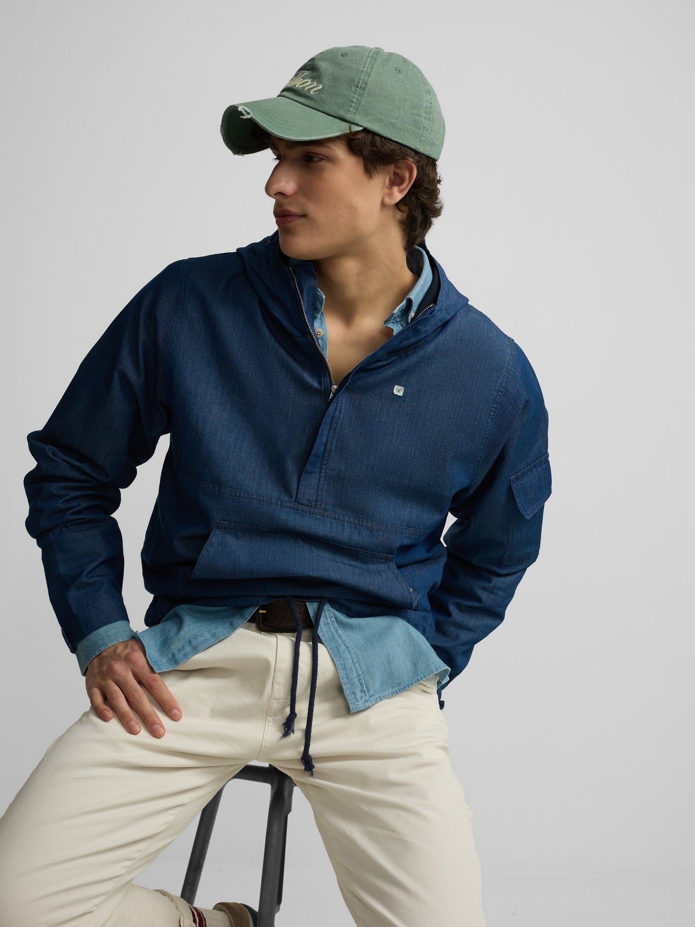 Cortavientos Silbon Hombre Denim Capucha Azul · imagen 6