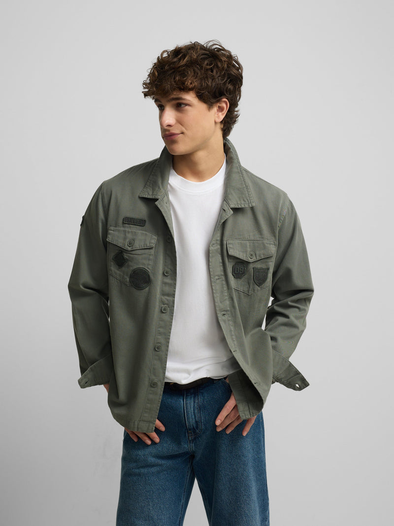Sobrecamisa Silbon Hombre Parches Azul Petróleo