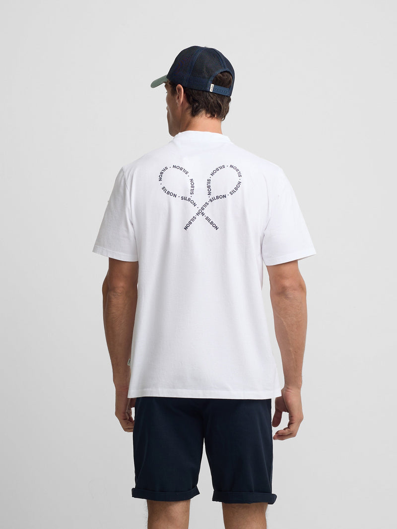 Camiseta Silbon Hombre Raquetas Lettering Blanco
