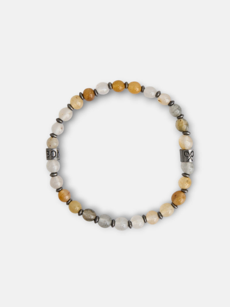 Pulsera Silbon Hombre Piedras Charm Beige