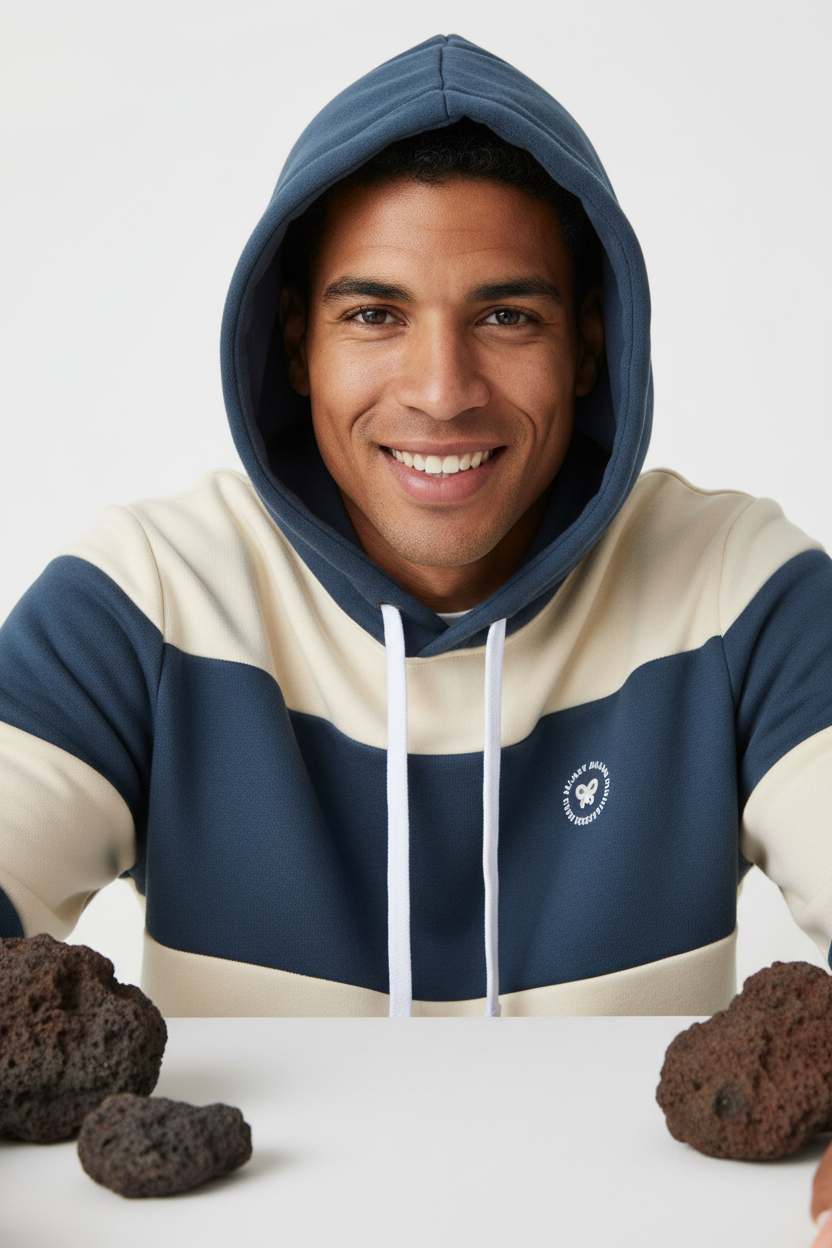 Sudadera Capucha Raya Ancha Azul Marino | Silbon · imagen 2