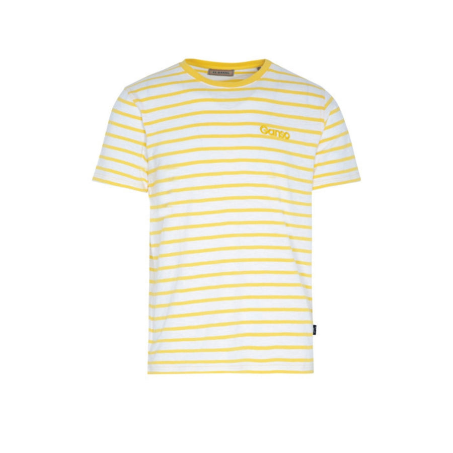 1100S220015 Camiseta el ganso camiseta raya amarilla fondo blanco - Medina Menswear®