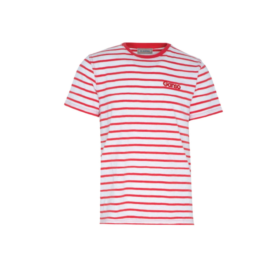 1100S220016 Camiseta el ganso camiseta raya roja fondo blanco - Medina Menswear®