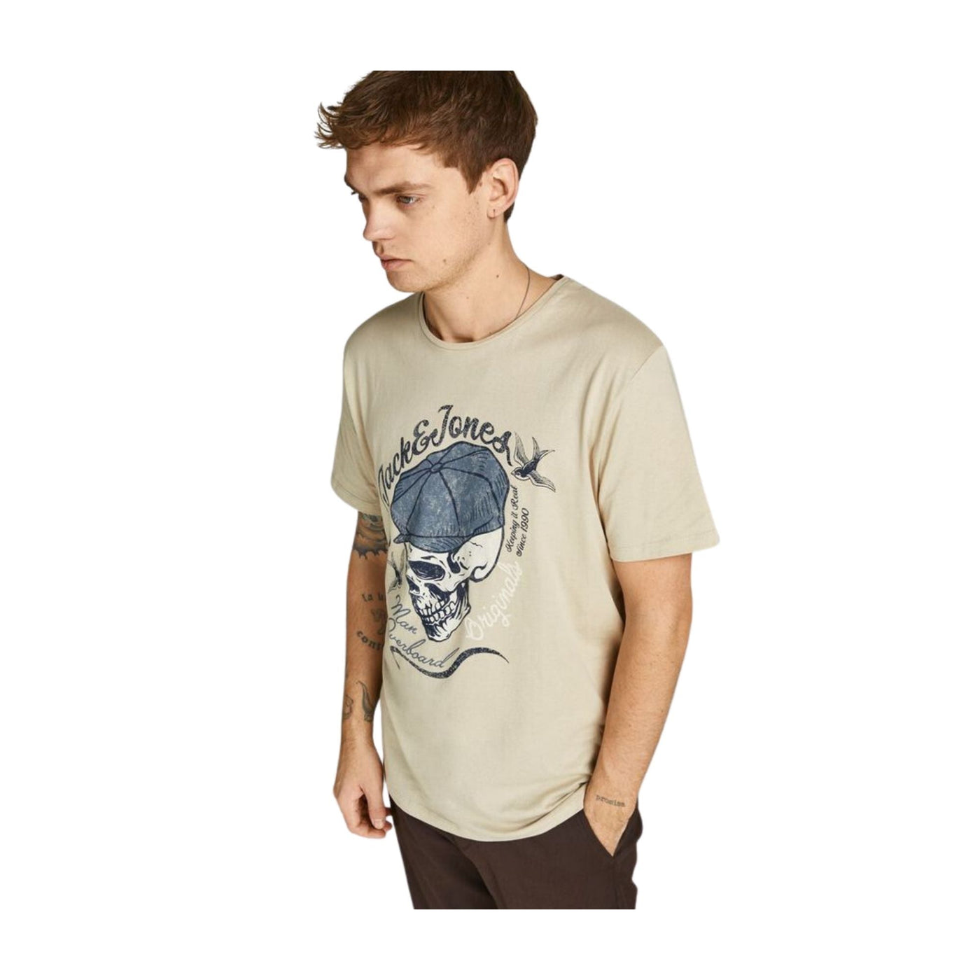Camisetas Jack And Jones Hombre Jordome Tee Ss Crew Neck Sn · Beige Rosa · imagen 2