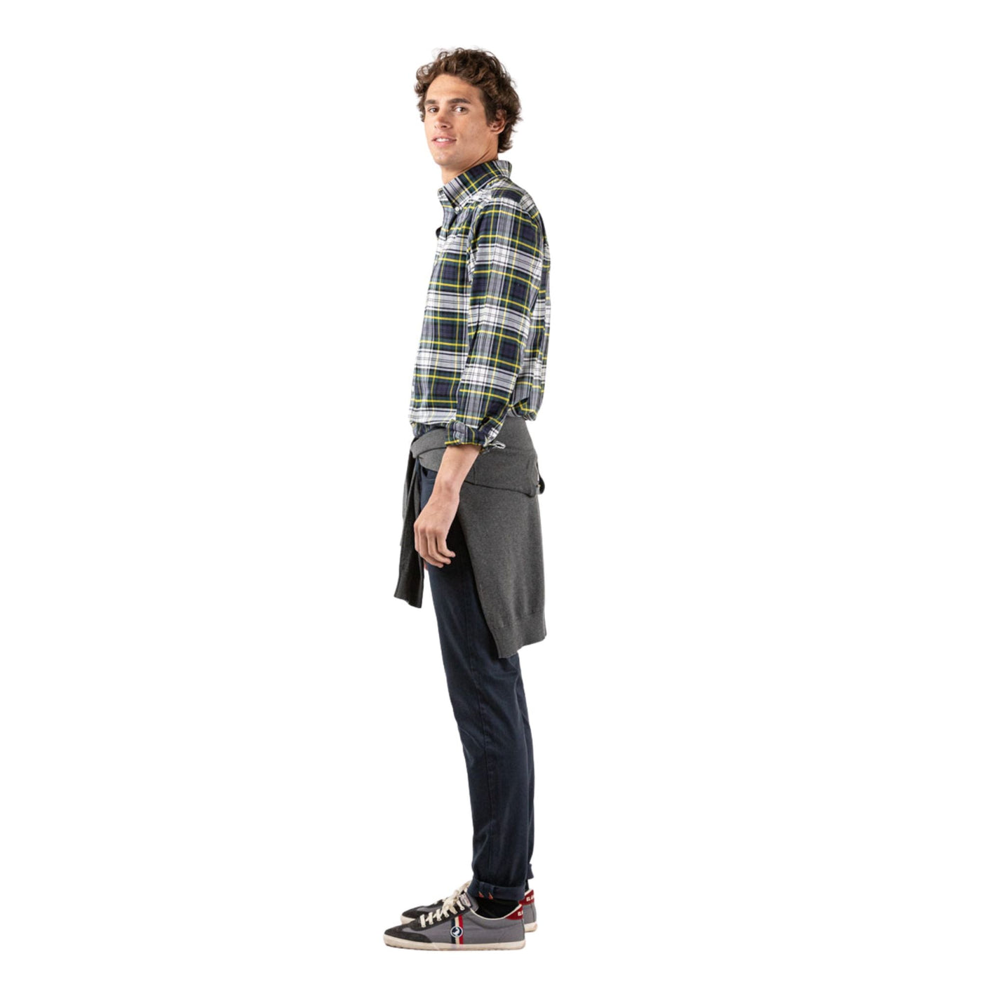 Camisas El Ganso Hombre Camisa Cuadros Tartan Marino Perfil Amarillo · imagen 3