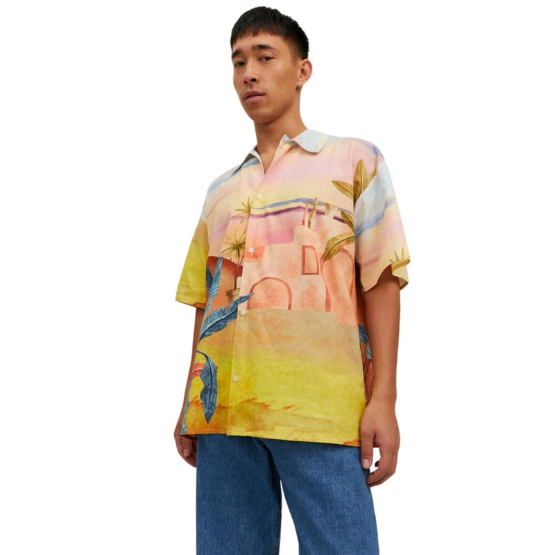 Camisas Jack And Jones Hombre Jorlandscape Shirt Ss Ln · Azul marino