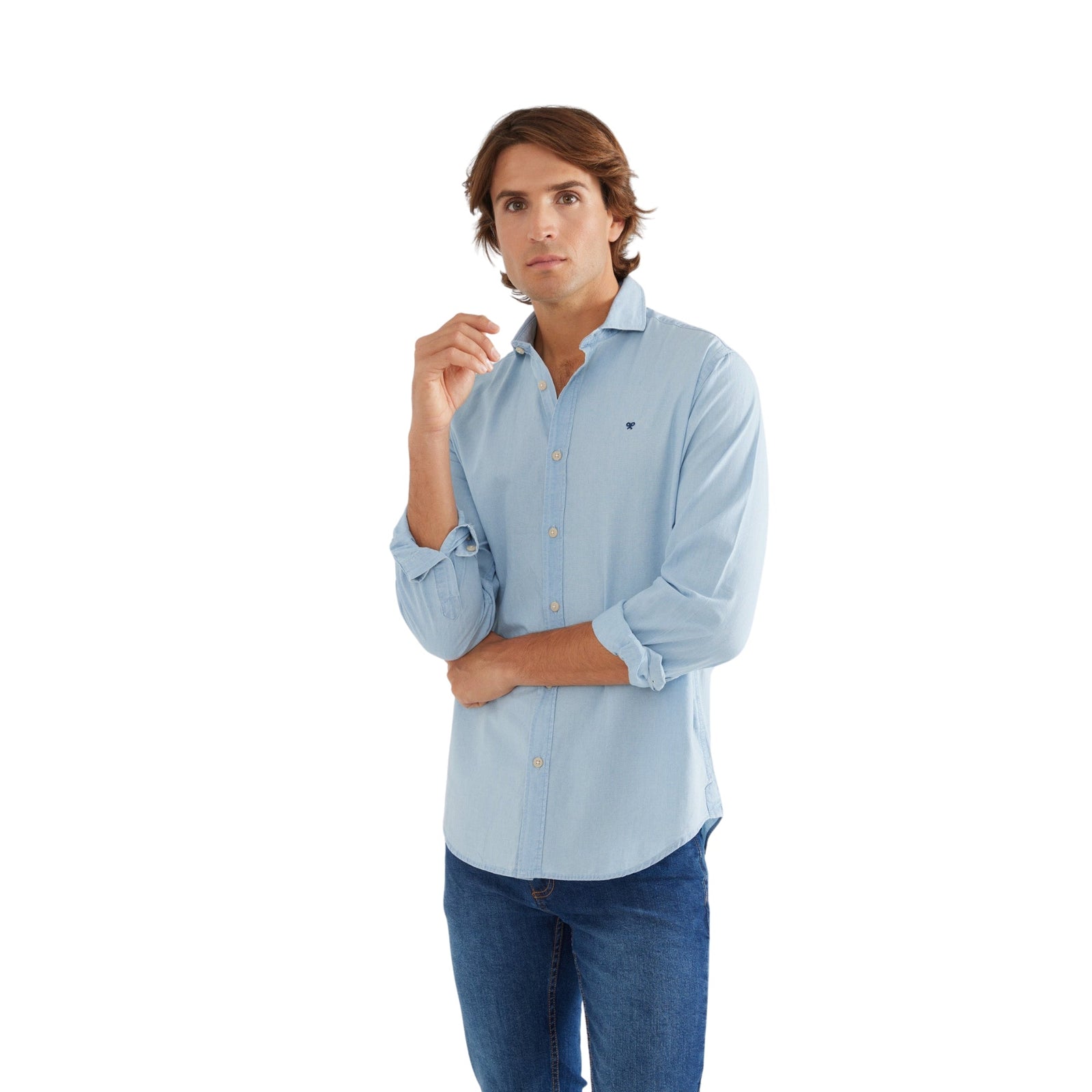 Camisa Silbon Sport Denim Cutaway Azul Claro hombre · Medina Menswear