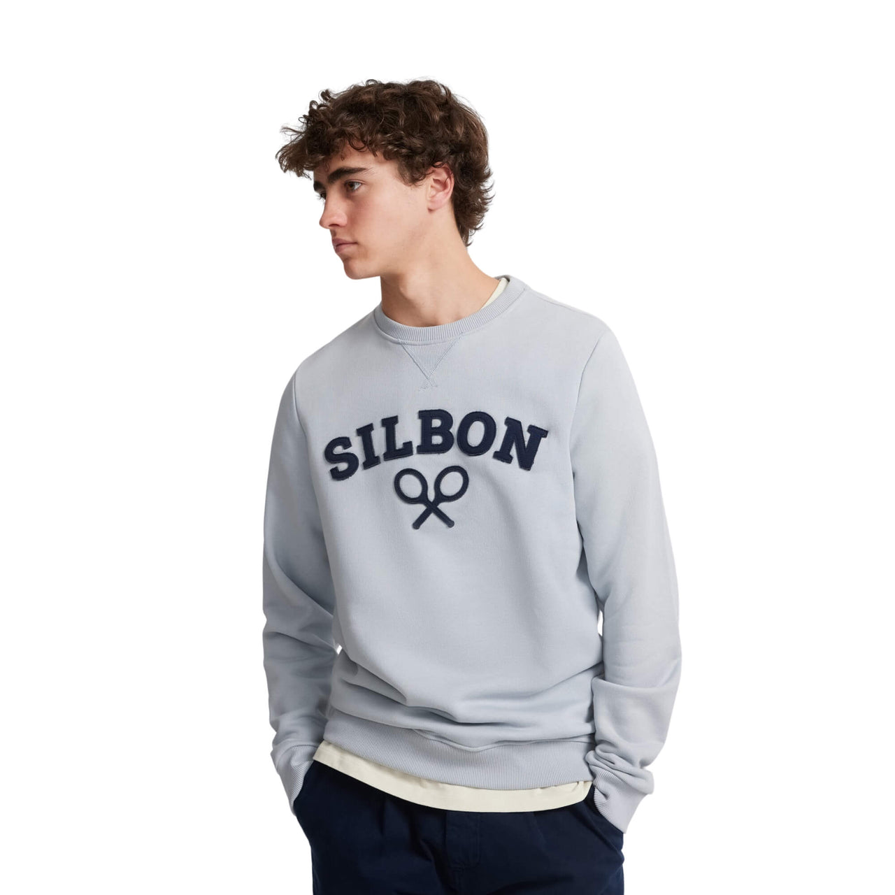 130061 Sudaderas Silbon Hombre Logo Raqueta Media Celeste