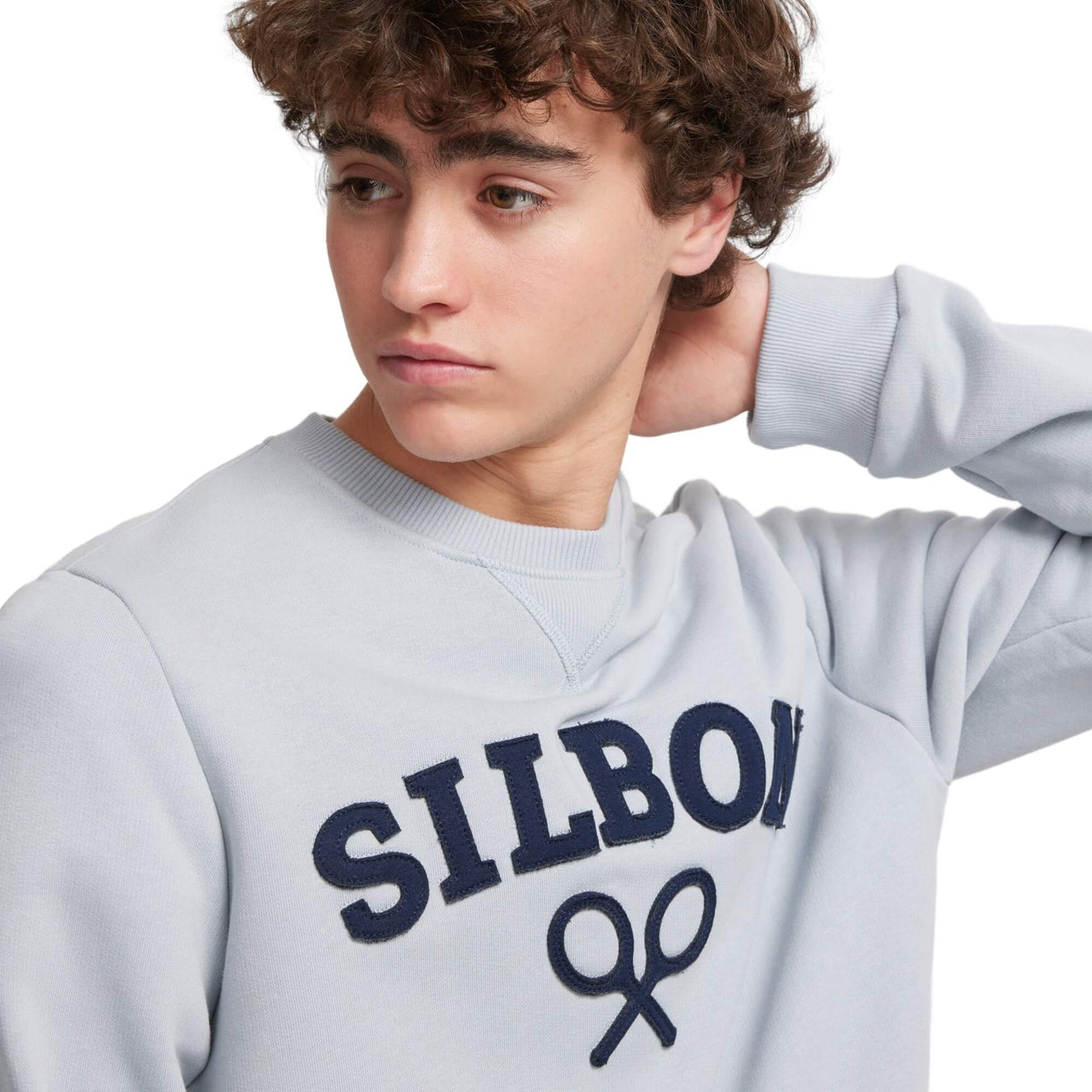 130061 Sudaderas Silbon Hombre Logo Raqueta Media Celeste