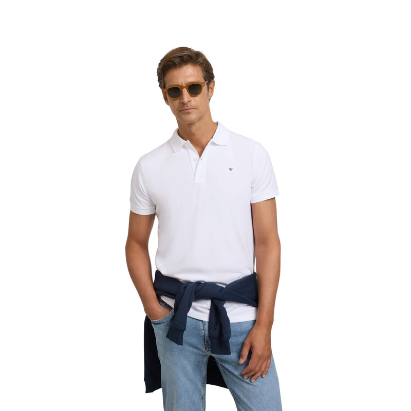 Polo Silbon Hombre Clásico Liso Blanco