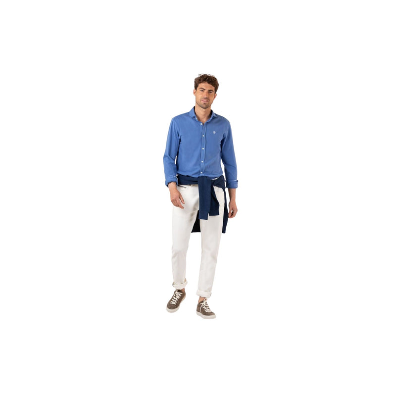 Camisa Pique Garment Dye Celeste | El Ganso