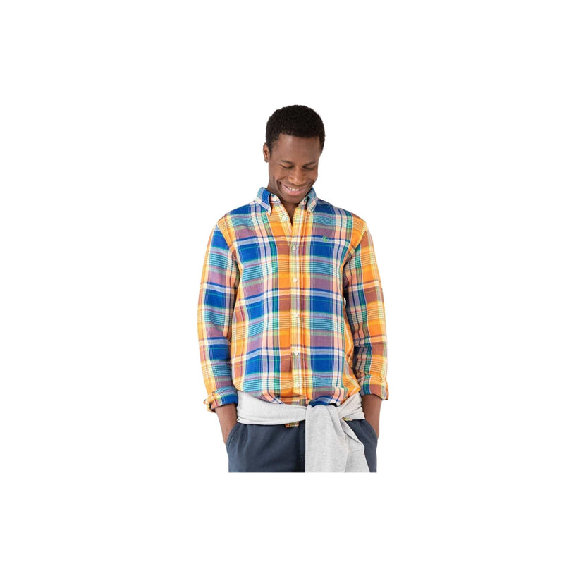 Camisa Tartán Algodón/Lino Naranja | El Ganso