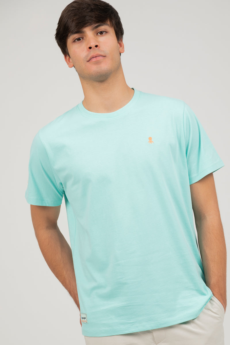 Camiseta El Pulpo Hombre Bordado Logo Contraste Verde