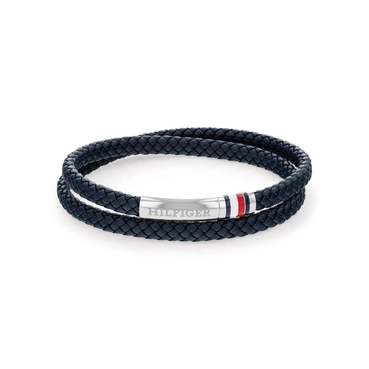 2790549 Bisuteria Tommy Hilfiger Hombre Cuero Trenzado Azul Y Acero Inoxidable