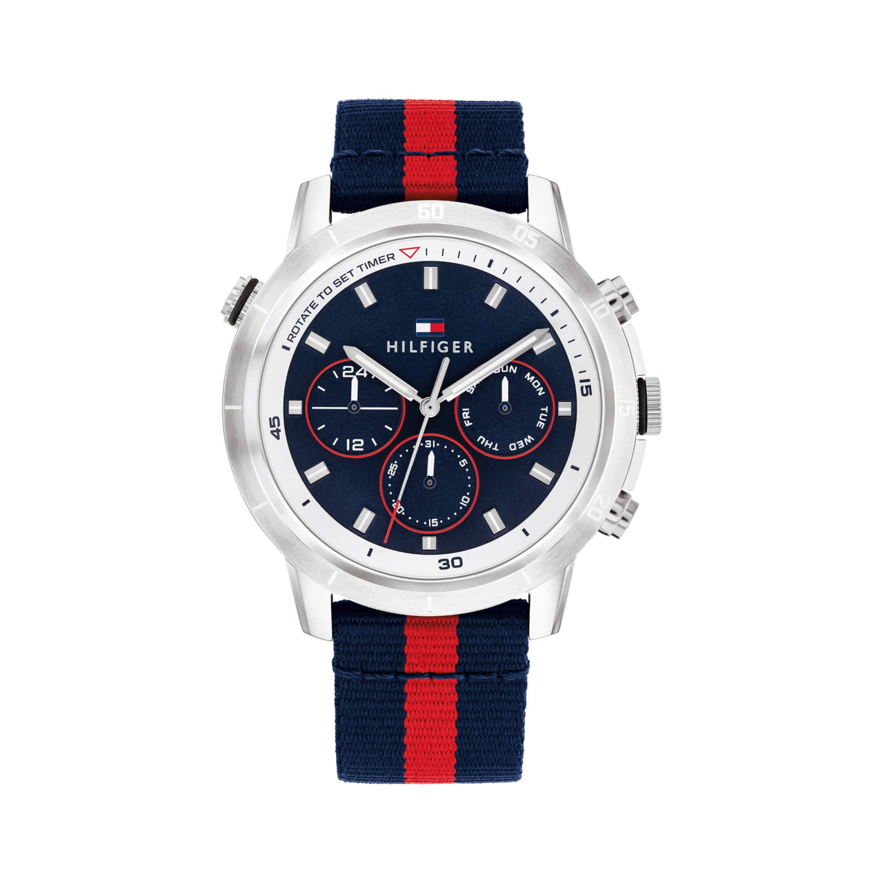 1792124 Relojes Tommy Hilfiger Hombre Troy Le Plateado Azul Y Rojo