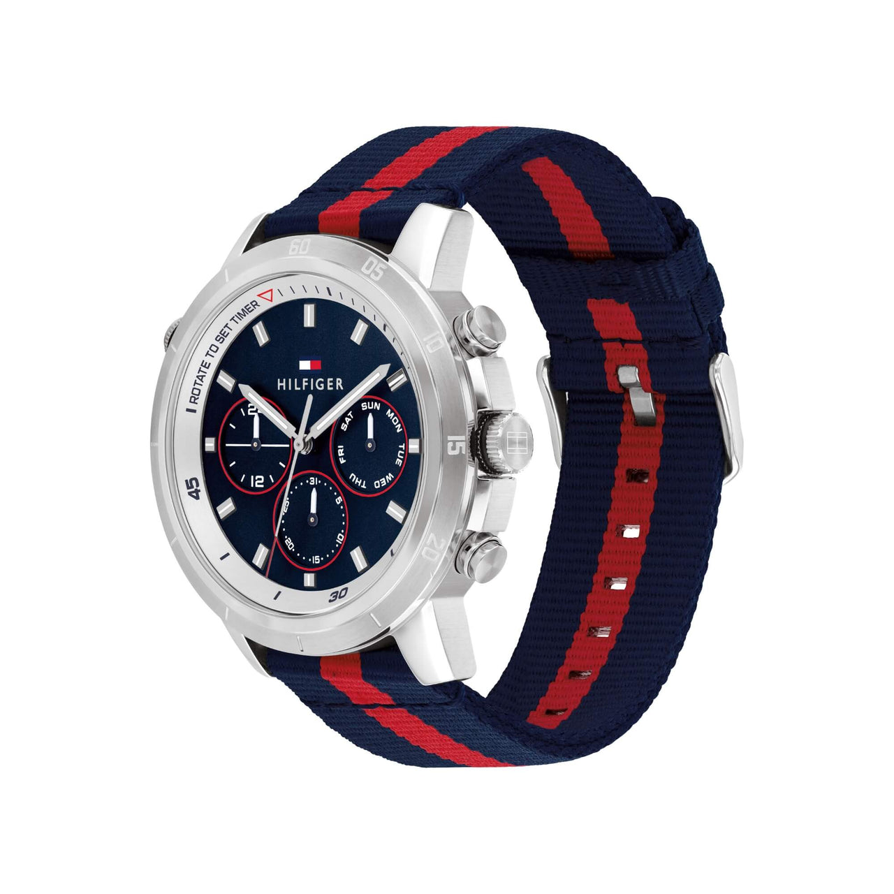 1792124 Relojes Tommy Hilfiger Hombre Troy Le Plateado Azul Y Rojo