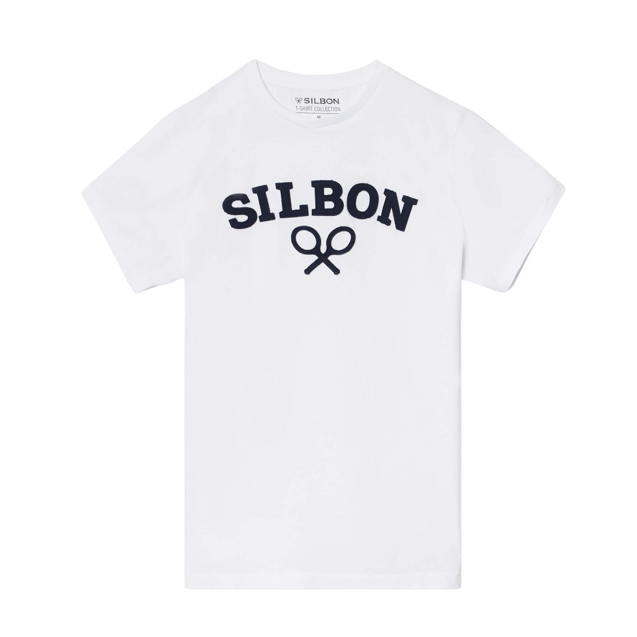 124611 Camiseta Silbon Hombre Raqueta Media Blanca