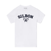 Thumbnail for 124611 Camiseta Silbon Hombre Raqueta Media Blanca