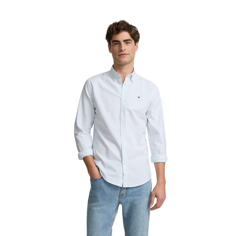 Camisa Sport Oxford Rayas Verde Claro | Silbon