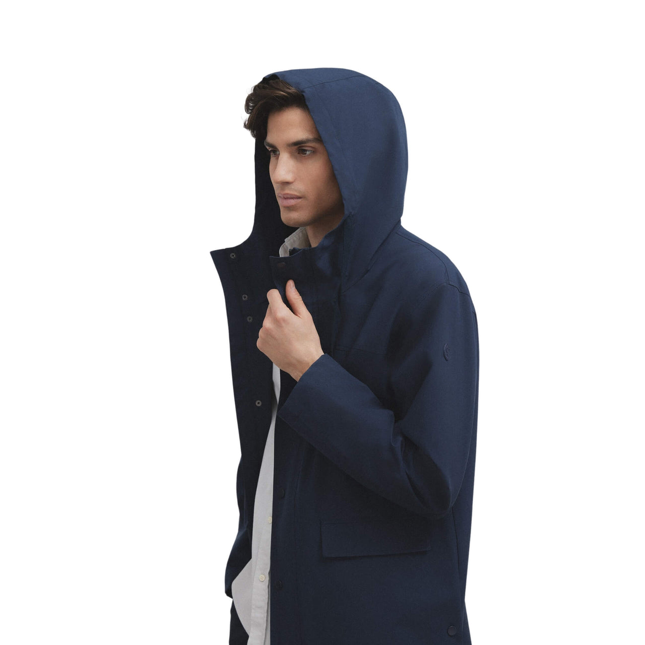 124431 Chaqueta  Silbon Hombre Cortavientos Largo Capucha Azul