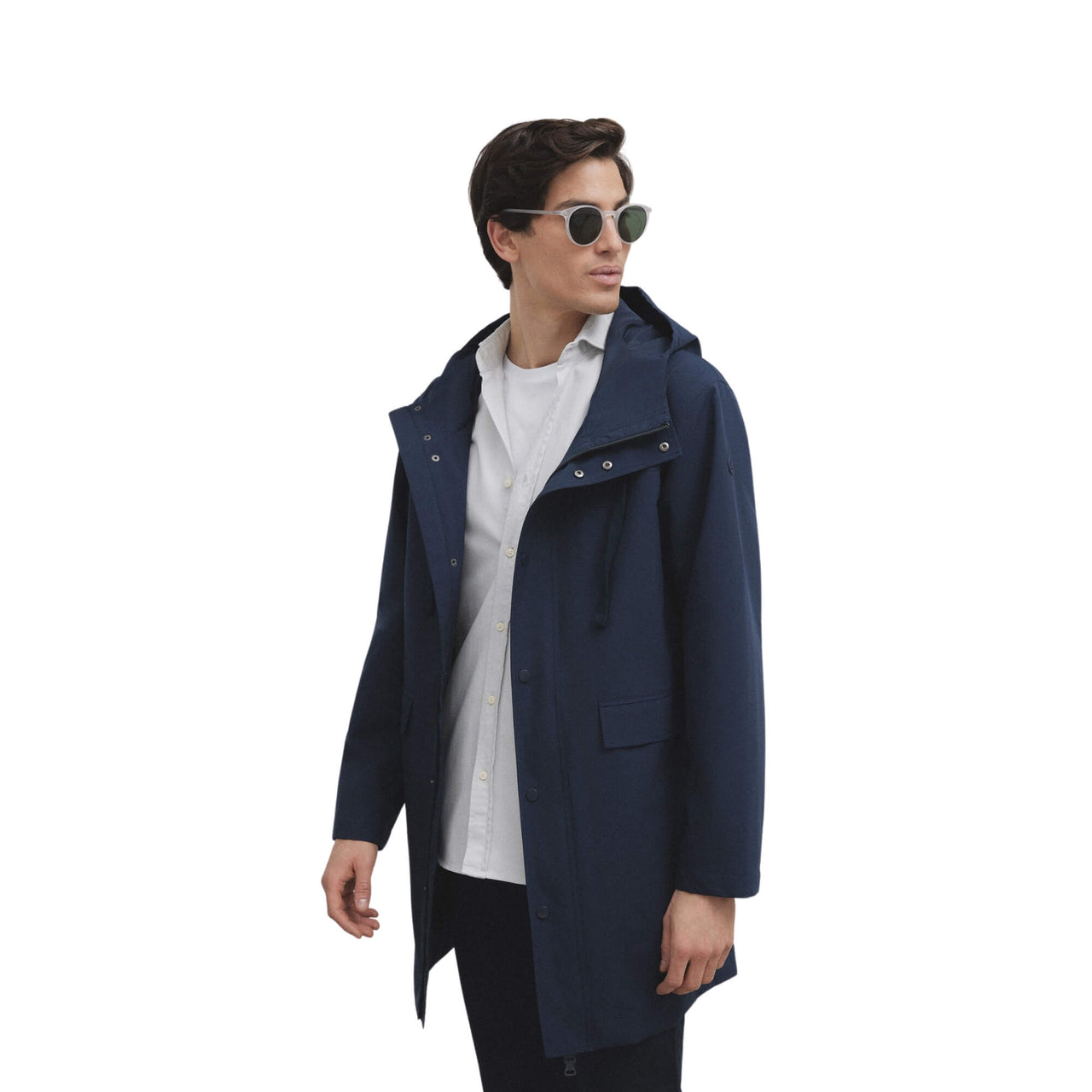 124431 Chaqueta  Silbon Hombre Cortavientos Largo Capucha Azul