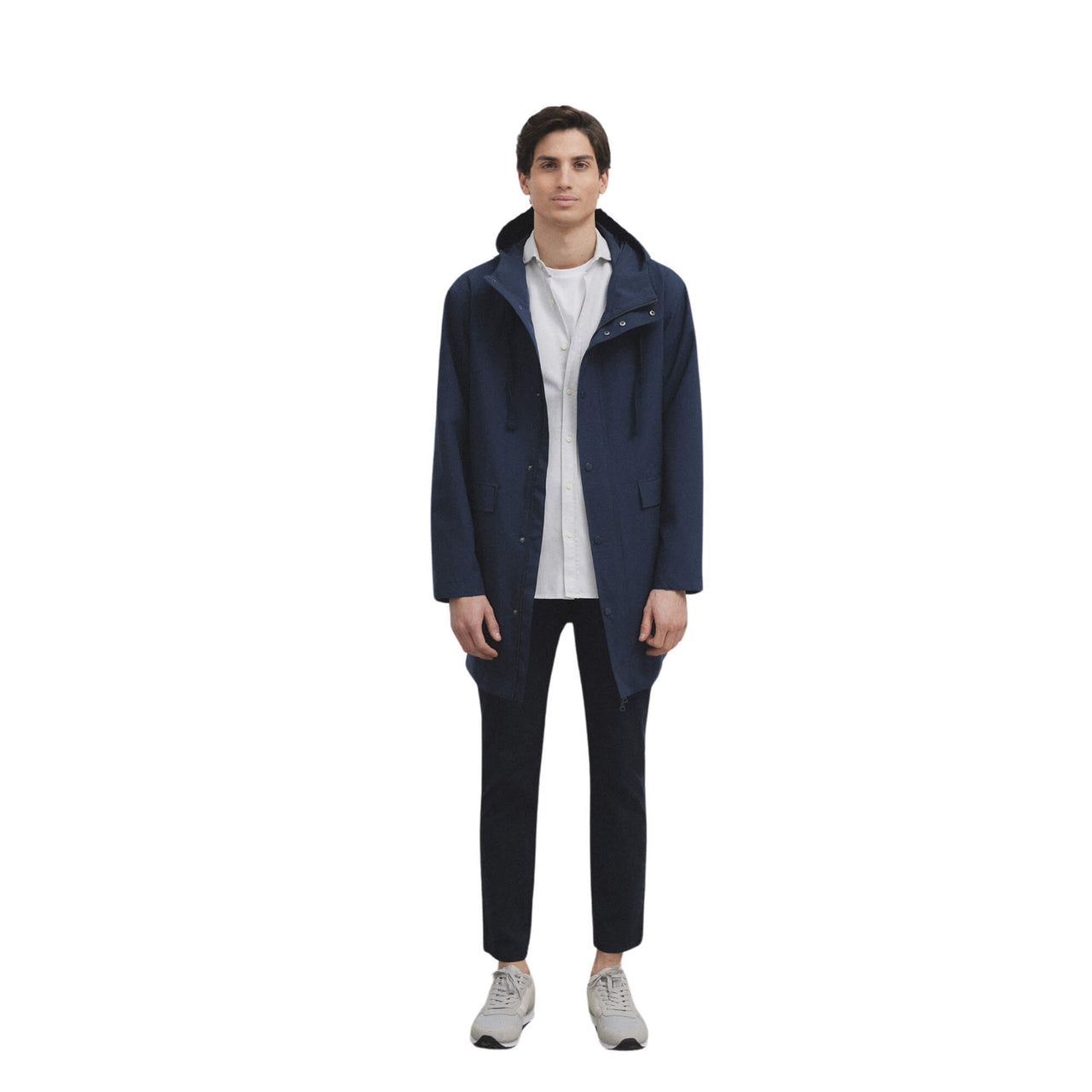 124431 Chaqueta  Silbon Hombre Cortavientos Largo Capucha Azul