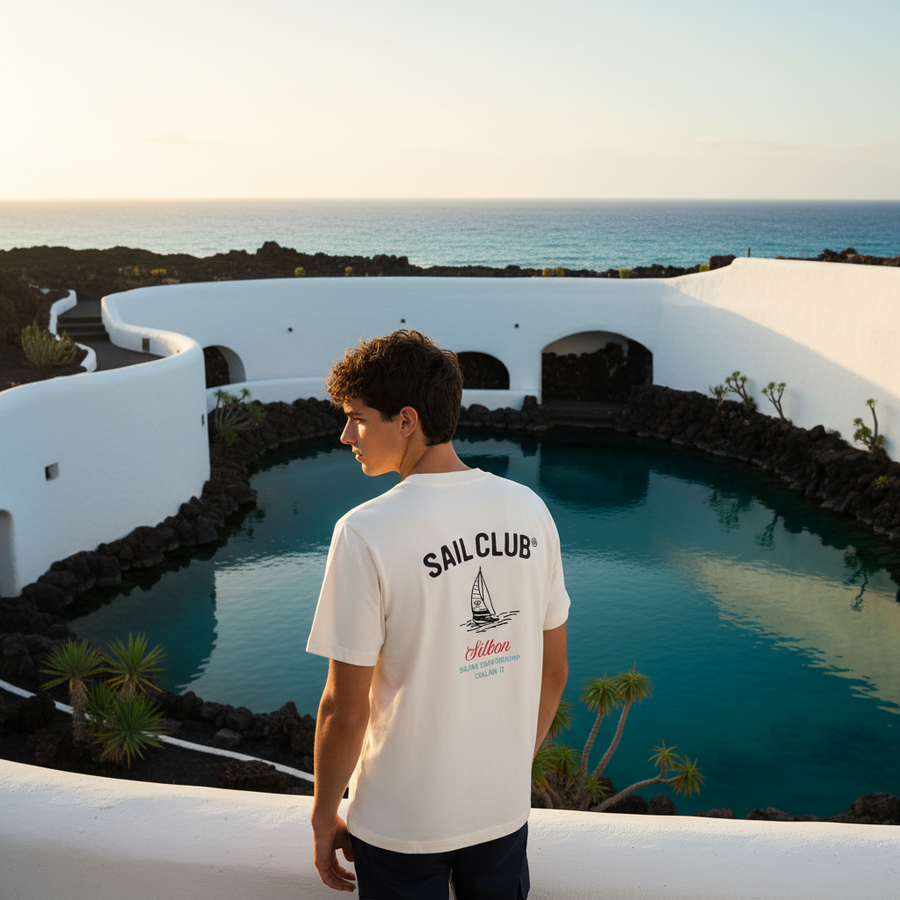 133770 Camisetas Silbon Hombre Sail Club Crema