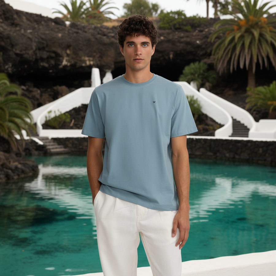 133764 Camisetas Silbon Hombre Minilogo Azul Indigo