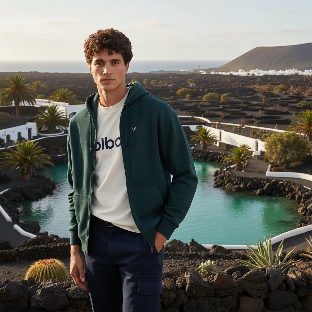 133864 Sudaderas Silbon Hombre Clasica Hoodie Verde Oscuro