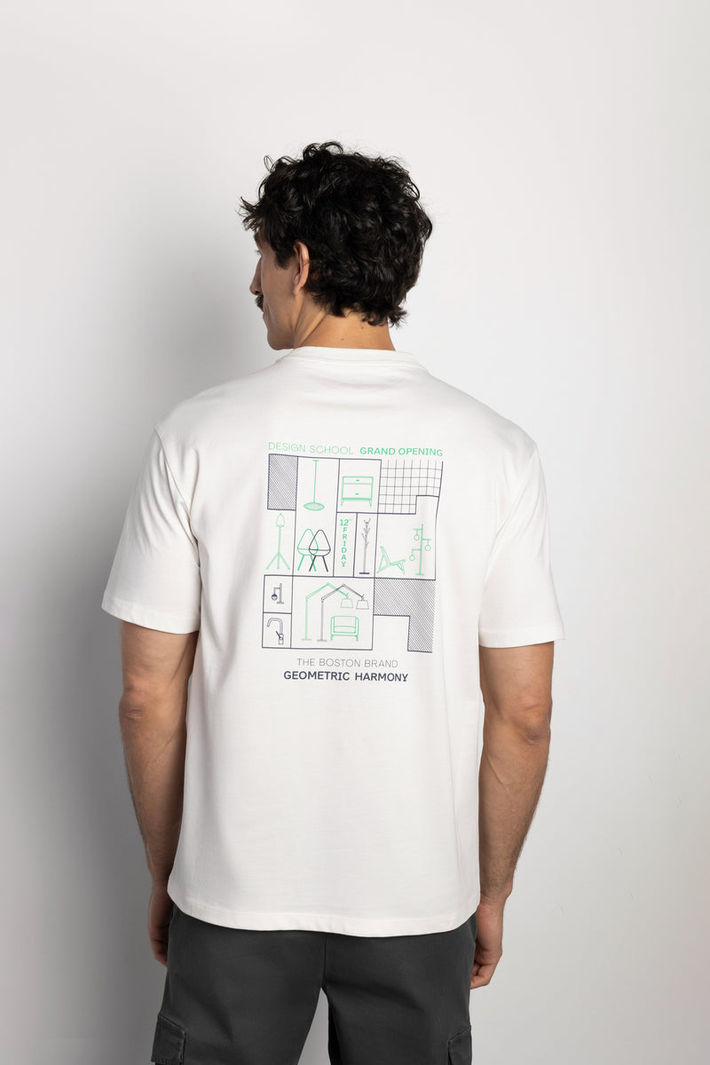 Camiseta Geometric Harmony Blanco Roto | The Boston Brand