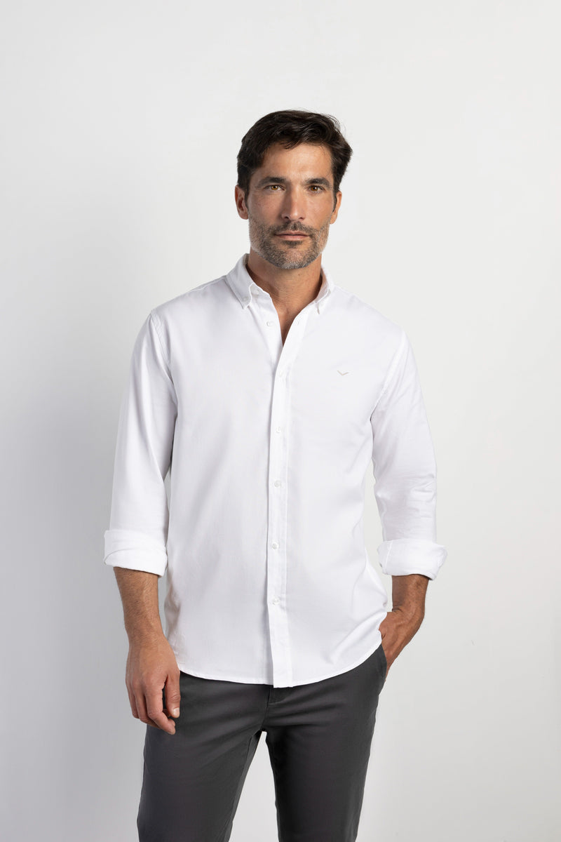 Camisa Oxford Lisa Manga Larga Blanco | The Boston Brand