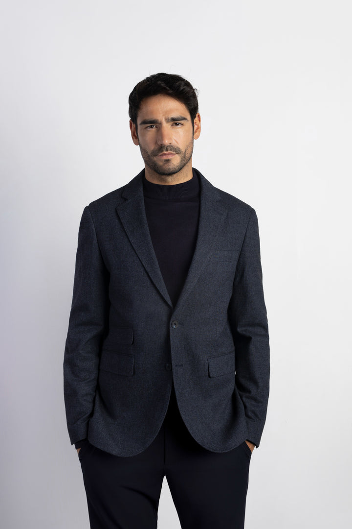 Blazer estructura The Boston Brand marino melange para hombre
