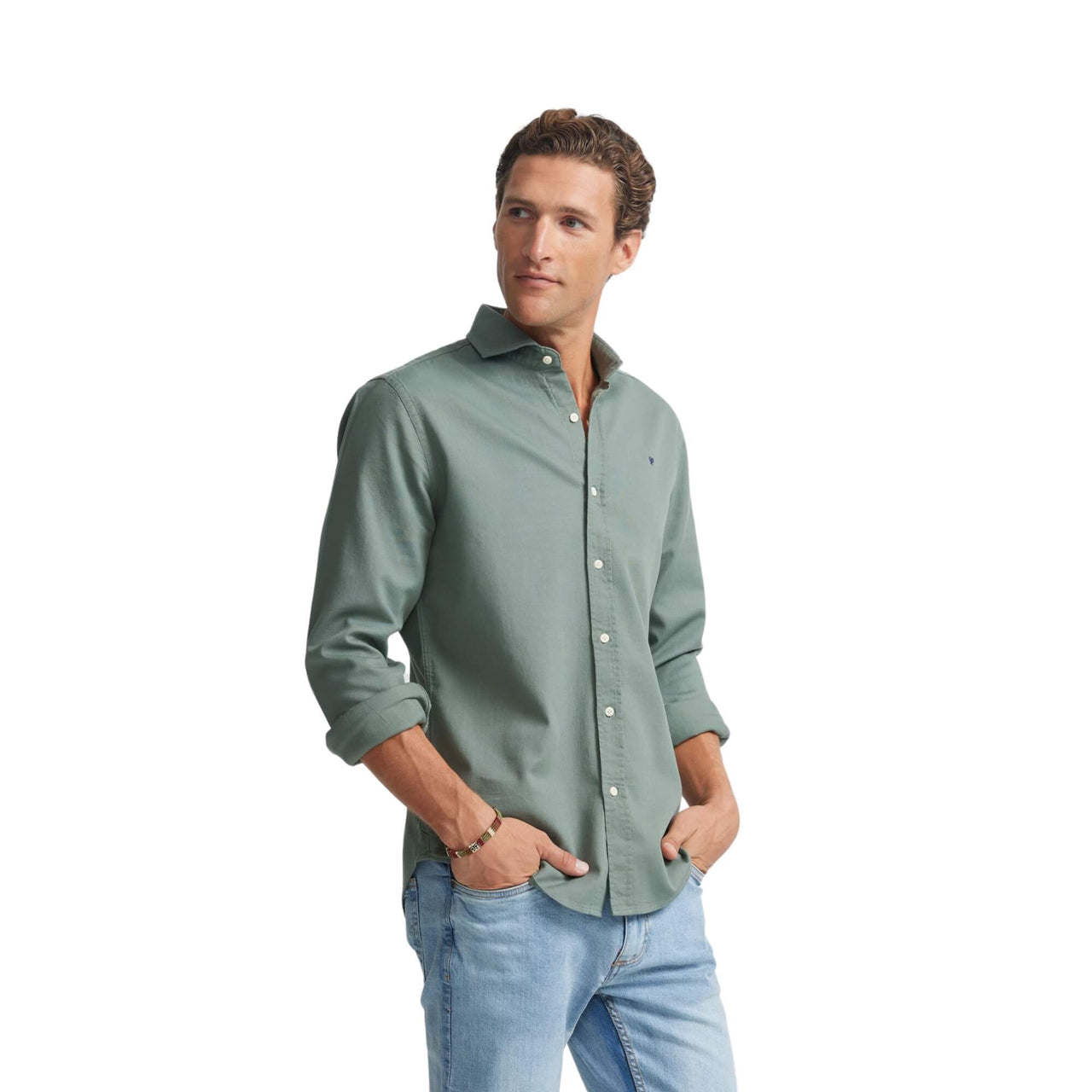 129872 Camisas Silbon Hombre Sport Lisa Structure Verde Medio