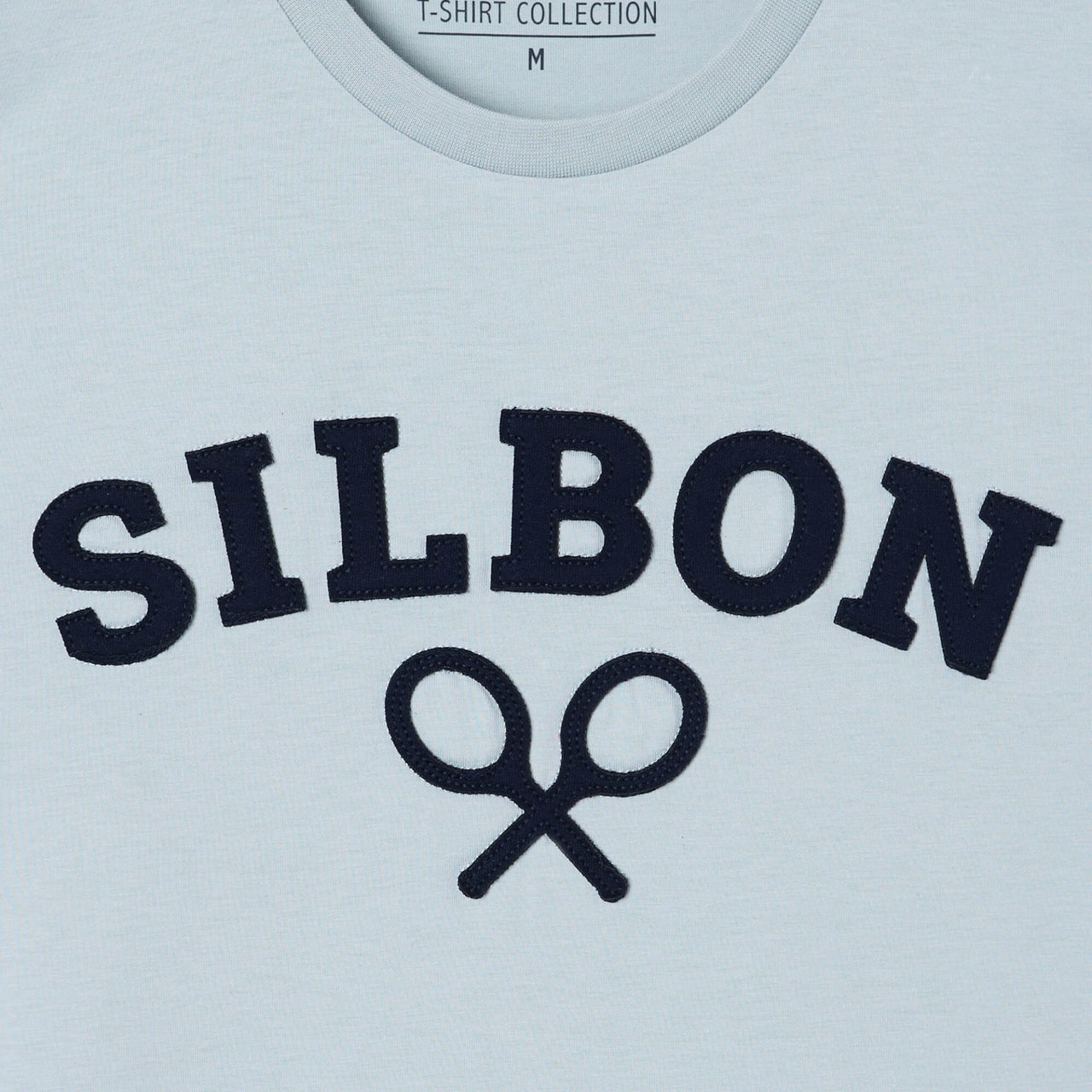 129925 Camisetas Silbon Hombre Logo Raqueta Media Celeste