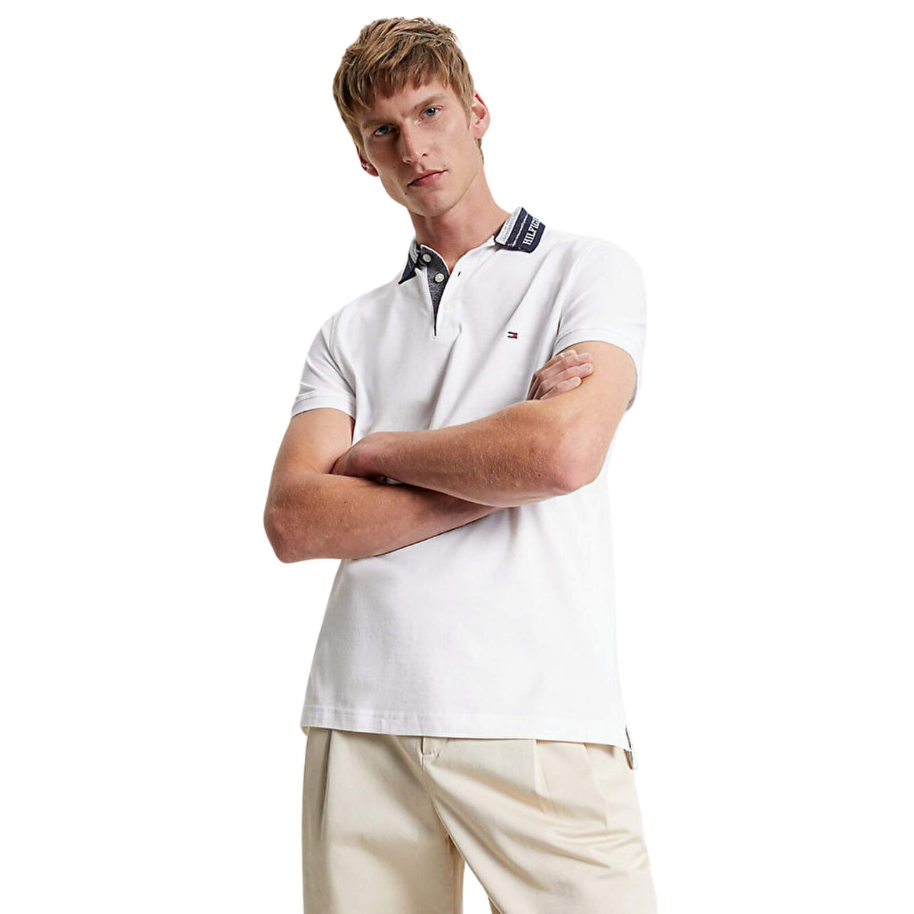 Mw0Mw31679Ybr Polos Tommy Hilfiger Hombre Mouline Contrast Nk Slim Polo