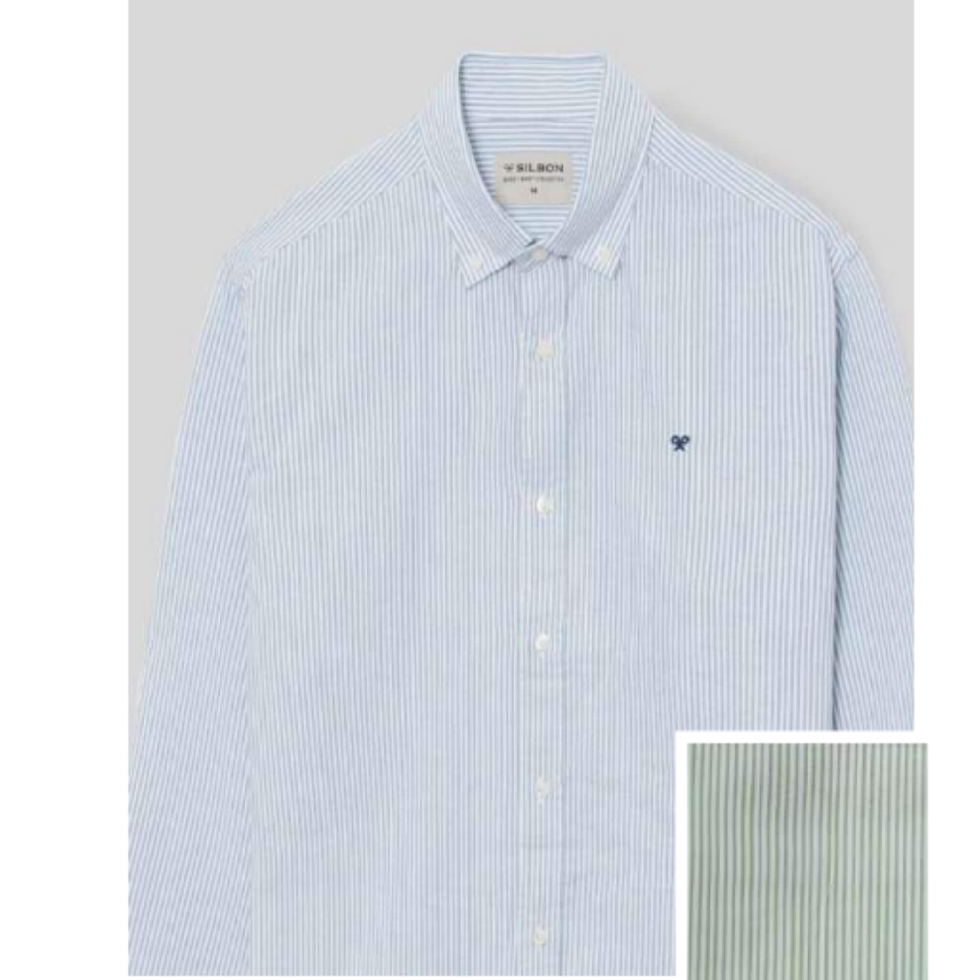 Silbon Camisa Sport Oxford Raqueta Rayas Verde · imagen 5