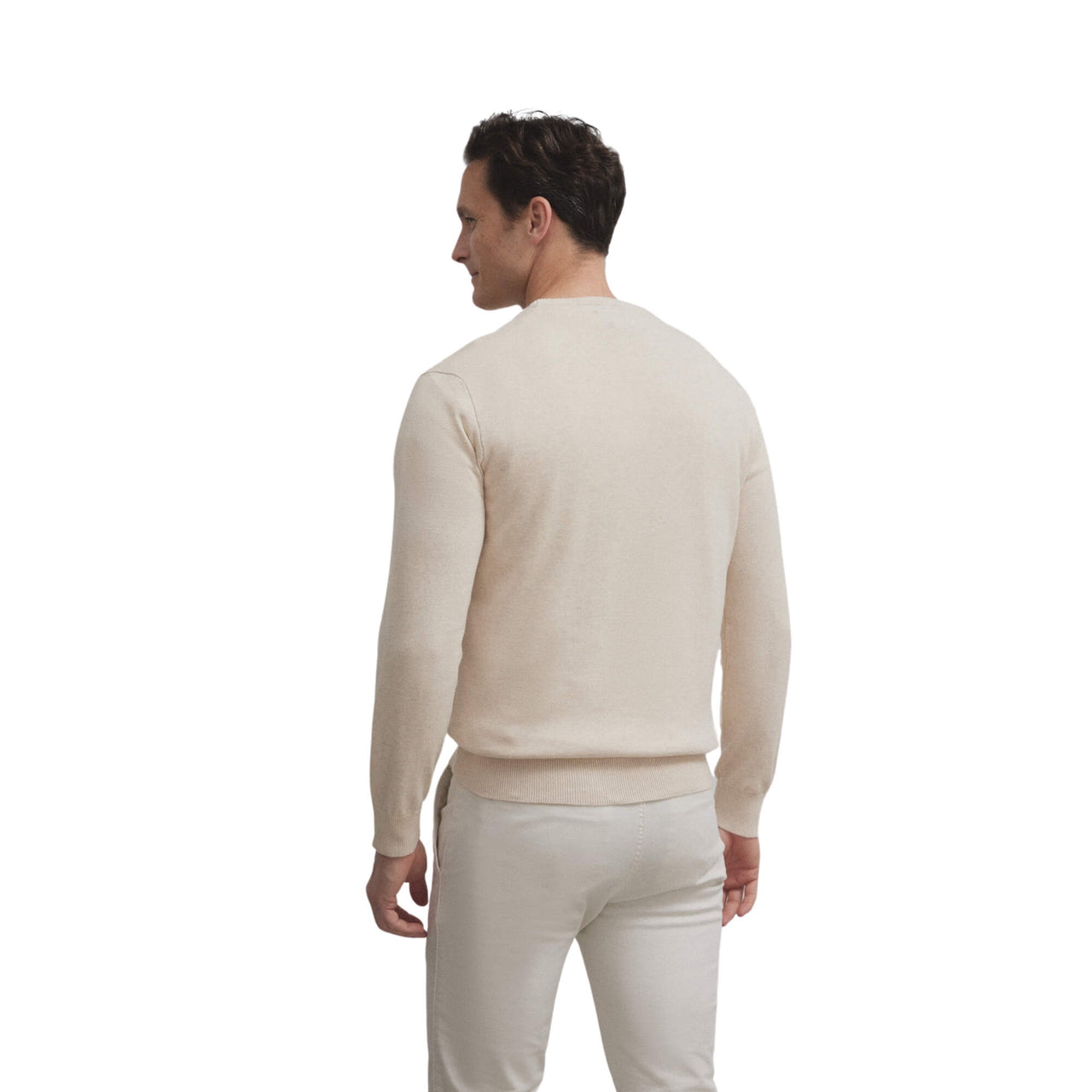 129420 Jerseys Silbon Hombre Liso Cuello Redondo Beige