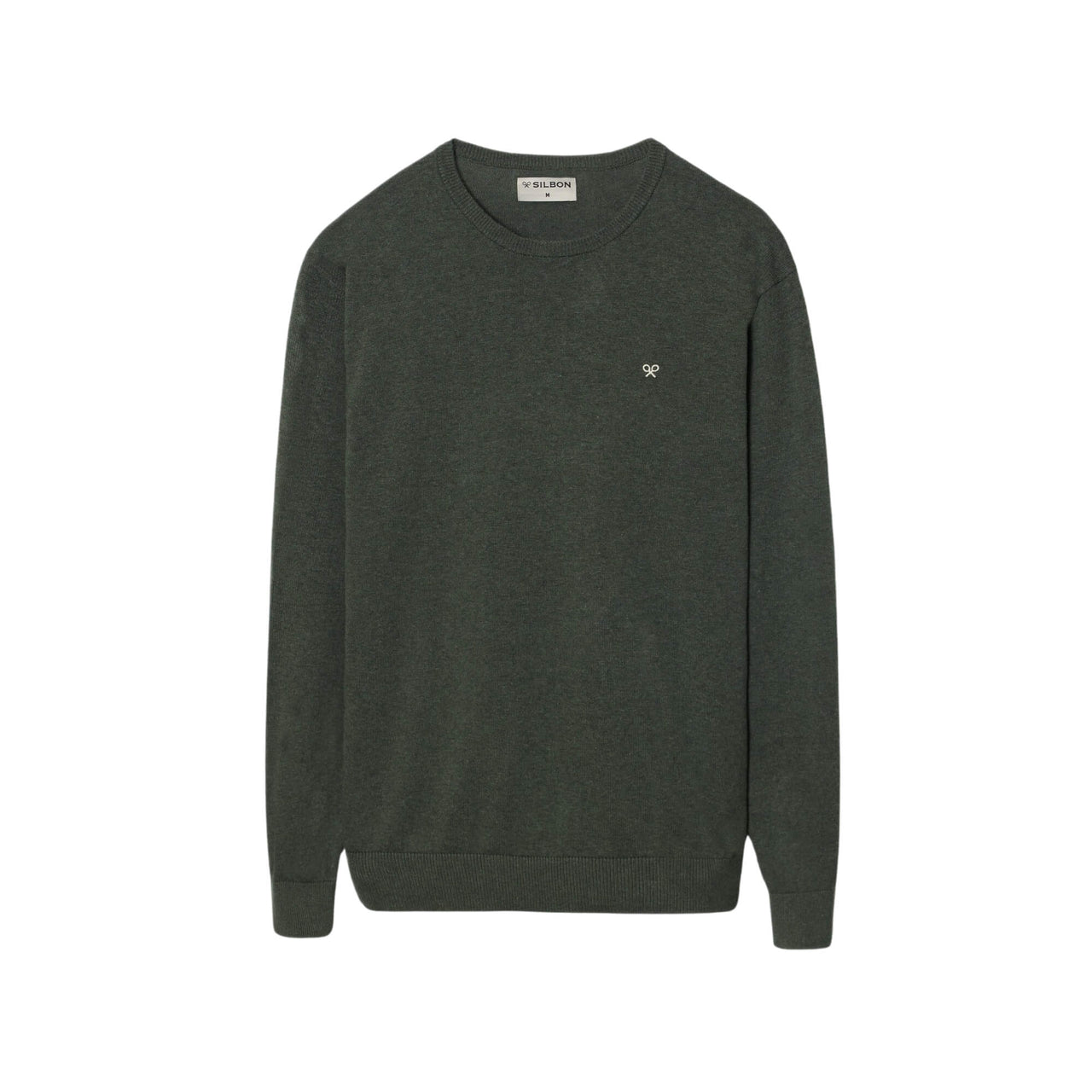 129422 Jerseys Silbon Hombre Liso Cuello Redondo Verde