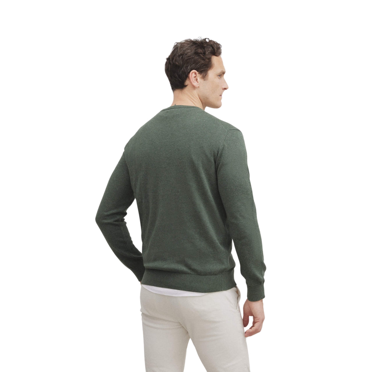 129422 Jerseys Silbon Hombre Liso Cuello Redondo Verde